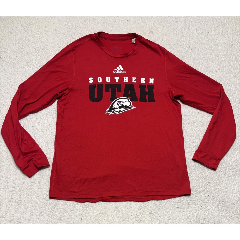 Adidas Mens Southern Utah Thunderbirds Graphic Long Sleeve Tee Red Size M